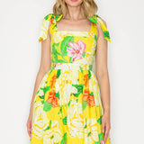 Sunny Yellow Flower Maxi Dress