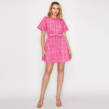 Pink Checker Boucle Mini Dress