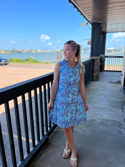 Zebra Pineapple VNeck Ruffle Dress