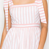 Pink Stripe Maxi Dress Shoulder Tie
