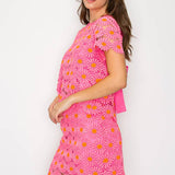 Pink Daisy Lace Top with Bow