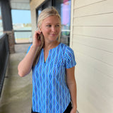 Deep Sea Short Sleeve Keyhole Top