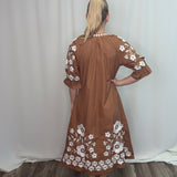 Vati Mocha Embroidered Dress