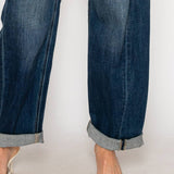 High Rise Relaxed Dark Wash Barrel Jeans