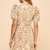 Floral Print Puff Sleeves Dress