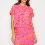 Pink Daisy Lace Top with Bow