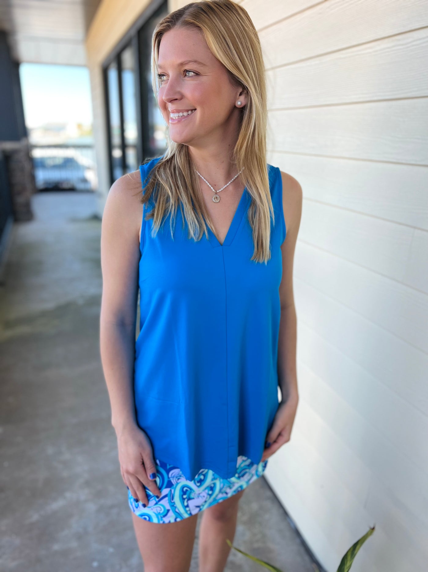 Seaglass Blue Sleeveless V Neck