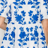 Blue Leaves Print Mini Dress