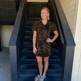 Leopard Puff Sleeves Shirt Dress
