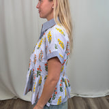 Light Blue Floral Top