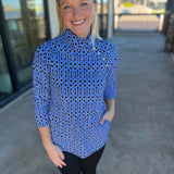 Geo Sapphire Buttoned Up Top