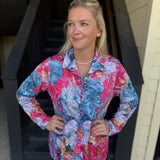 Pink Crinkle Button Down