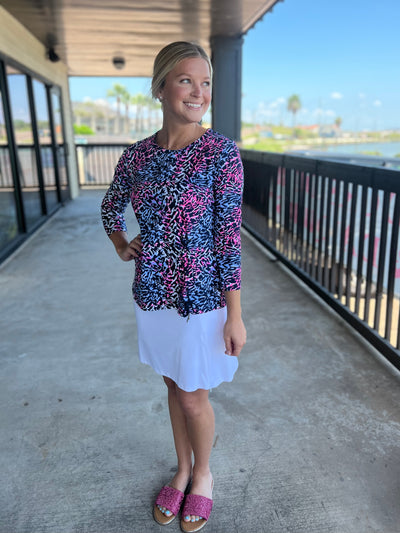 Animal Print Long Slv Lace Top