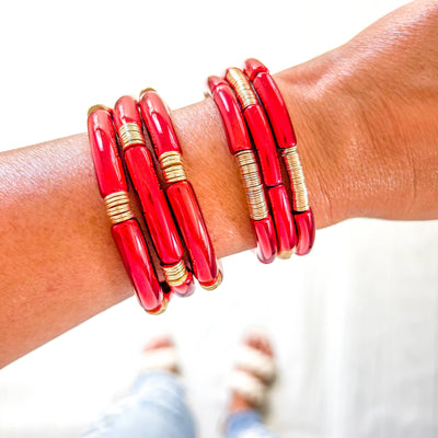 Red Game Day Bracelets &  Necklaces: RED CHUNKY BRACELET