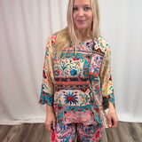 Amalfi Bloom Silk Scoop Neck Blouse