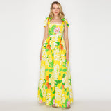 Sunny Yellow Flower Maxi Dress