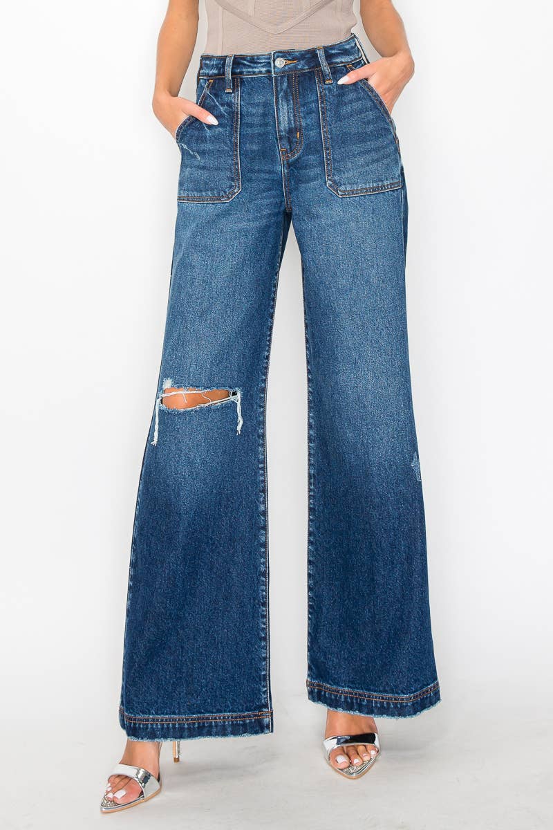 ULTRA HIGH RISE RELAXED FLARE JEANS: 13/30