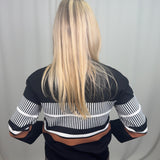 Black Multi Stripe Mockneck