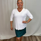 White 3/4 Sleeve V-Neck Top
