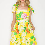 Sunny Yellow Flower Maxi Dress