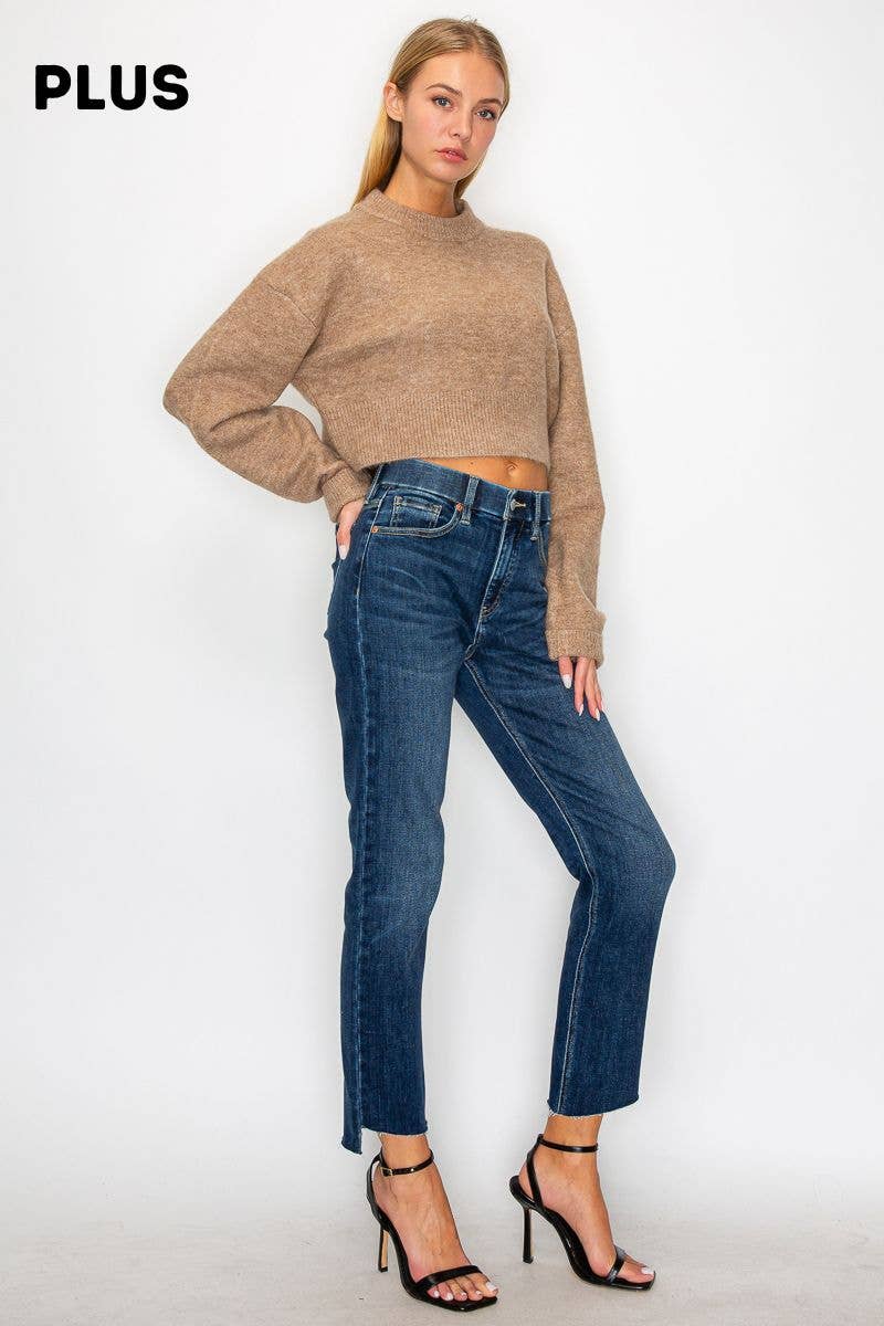 PLUS - TUMMY CONTROL HIGH RISE STRAIGHT JEANS: 16 (32)