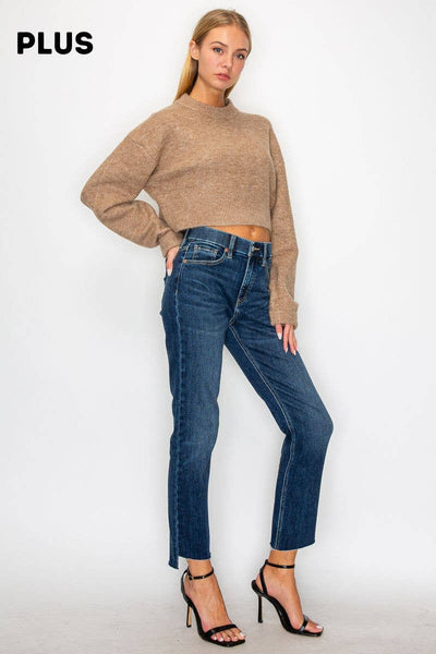PLUS - TUMMY CONTROL HIGH RISE STRAIGHT JEANS: 16 (32)