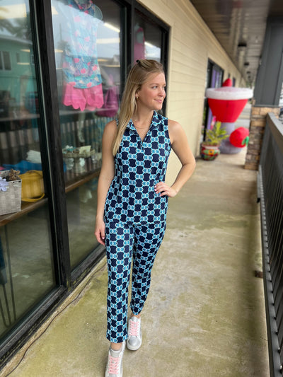 Navy and Blue Circle capri