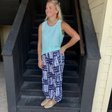 Navy Crinkle Lantern Pants