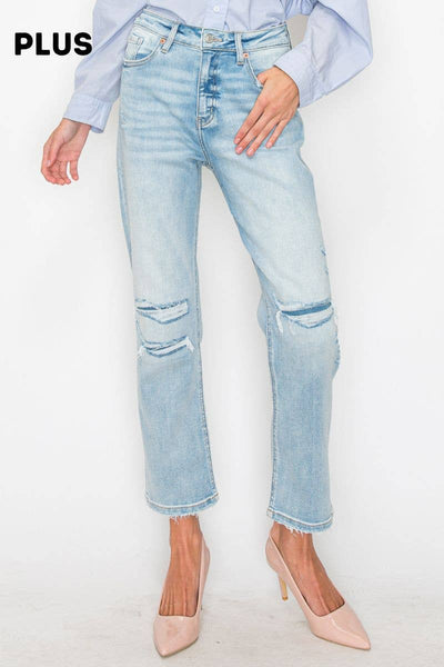PLUS - HIGH RISE STRAIGHT JEANS: 16 (32)
