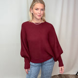 Boat Neck Elegant Ribbed Knitted Loose Sweater