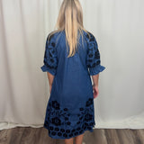 Vati Denim Embroidered Dress