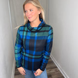 Blue Plaid Sweater Top