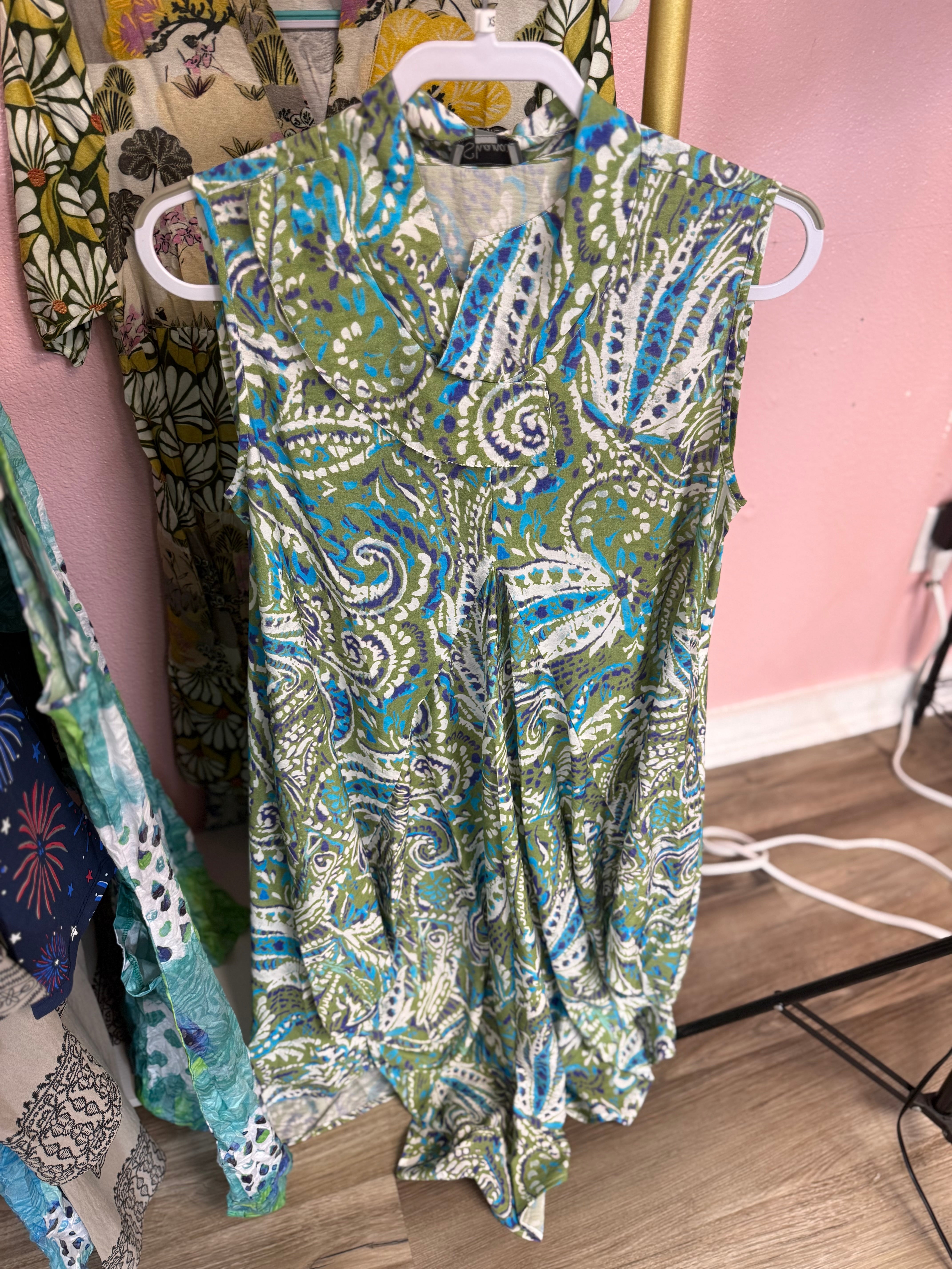 Green Printed Tank Dress XL