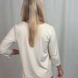 Stone V-neck 3/4 Length Sleeve Top