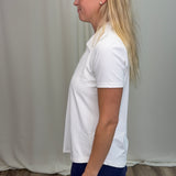 White Short Sleeve Collar Top