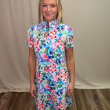 Multi Dragonfly 1/4 Zip S.Slv Dress