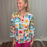 Tropical Cotton Button Top