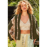 Olive V-neck button down sweater