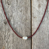 Maroon Seed Beads w/Pearl Necklace