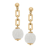 St. Barts Raffia Chain Link Earrings: White