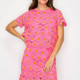 Pink Daisy Lace Top with Bow