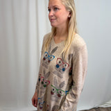Bunny Printed V Neck Sweater