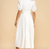 Neckline Scalloped Detail Midi Dress