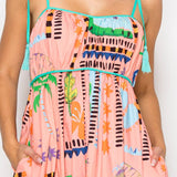 Tropical Print Cotton Maxi Dress