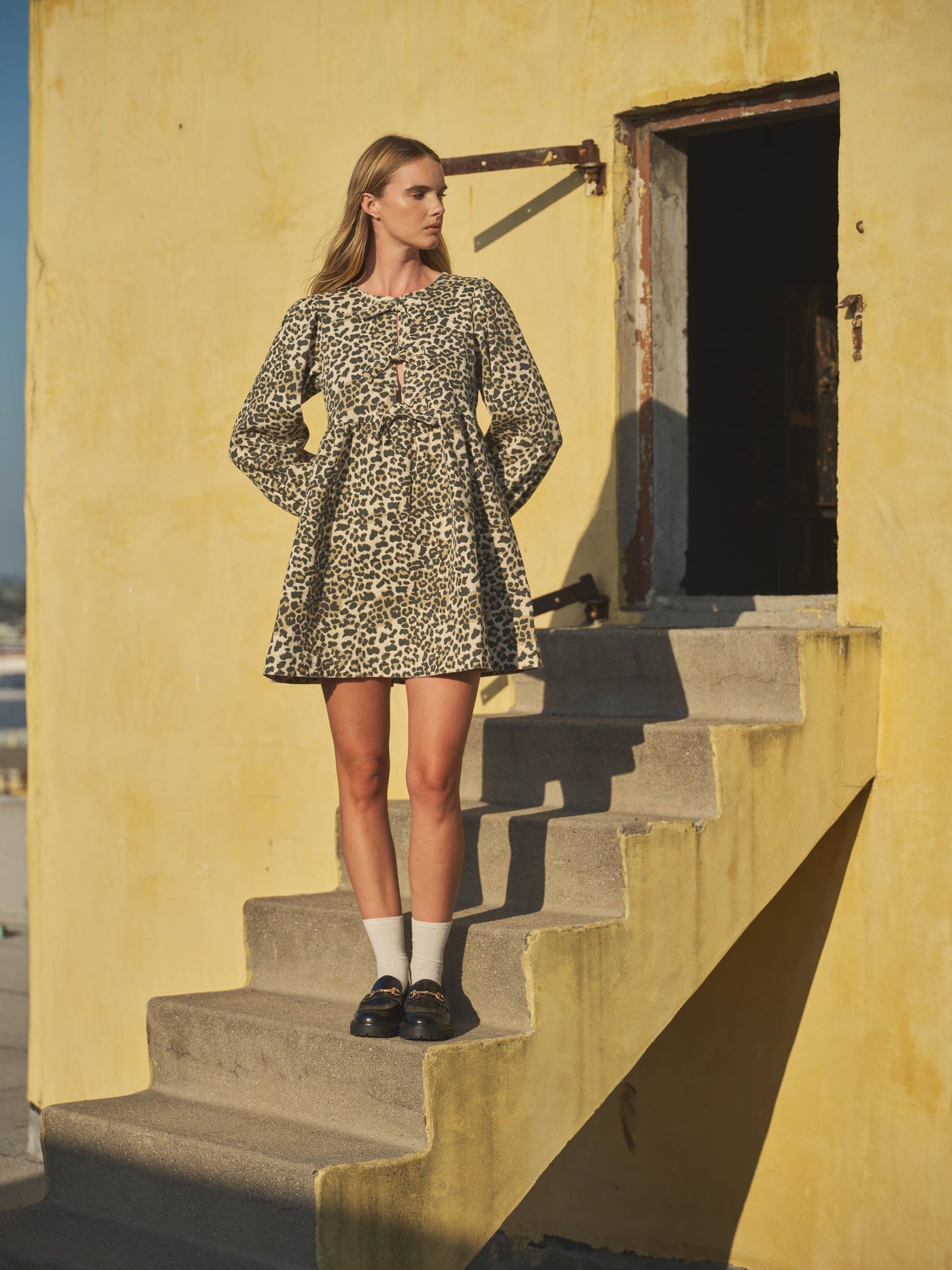 LEOPARD BOW TIE DRESS