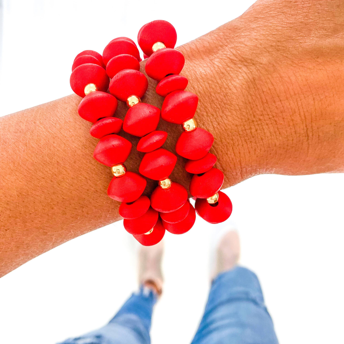 Red Game Day Bracelets &  Necklaces: RED CHUNKY BRACELET