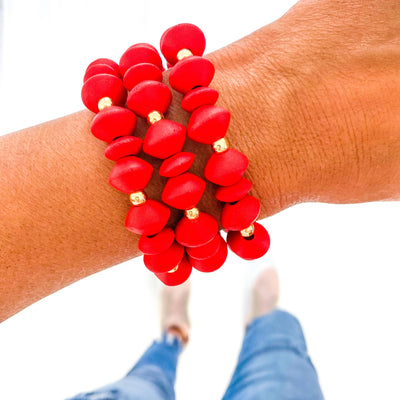 Red Game Day Bracelets &  Necklaces: RED CHUNKY BRACELET
