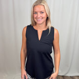 Black SlvLess Keyhole Top