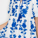 Blue Leaves Print Mini Dress