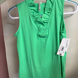 Clear Kelly Green Ruffle V-neck Tank